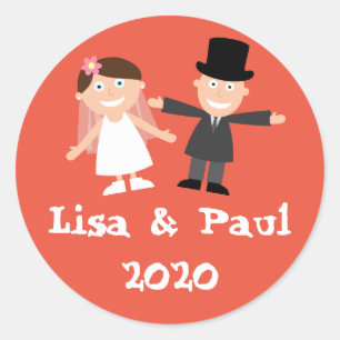 Bride en Groom Ronde Sticker