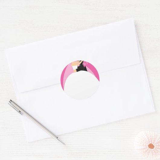 Bride en Groom Ronde Sticker (Envelop)