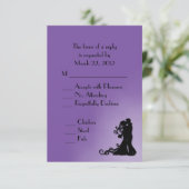 Bride en Groom Royal Paars RSVP met Menu (Staand voorkant)