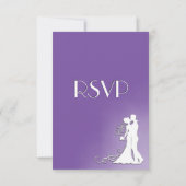 Bride en Groom Royal Paars RSVP met Menu (Achterkant)