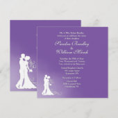 Bride en Groom Royal Paars Wedding Invitation Kaart (Voorkant / Achterkant)