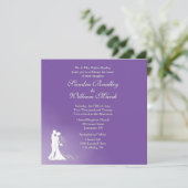 Bride en Groom Royal Paars Wedding Invitation Kaart (Staand voorkant)