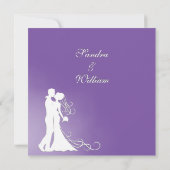 Bride en Groom Royal Paars Wedding Invitation Kaart (Achterkant)