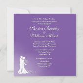 Bride en Groom Royal Paars Wedding Invitation Kaart (Voorkant)