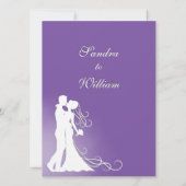 Bride en Groom Royal Paars Wedding Invitation Kaart (Achterkant)