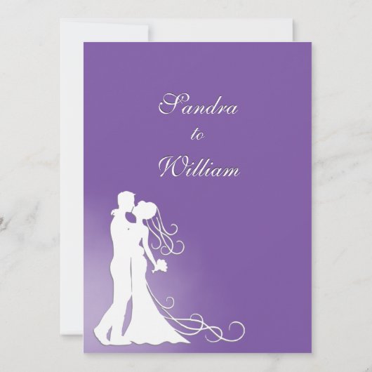 Bride en Groom Royal Paars Wedding Invitation Kaart (Achterkant)