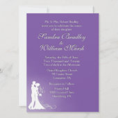 Bride en Groom Royal Paars Wedding Invitation Kaart (Voorkant)