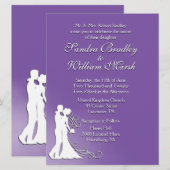 Bride en Groom Royal Paars Wedding Invitation Kaart (Voorkant / Achterkant)