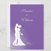 Bride en Groom Royal Paars Wedding Invitation Kaart (Achterkant)