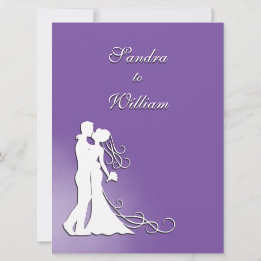 Bride en Groom Royal Paars Wedding Invitation Kaart (Achterkant)