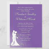 Bride en Groom Royal Paars Wedding Invitation Kaart (Voorkant)