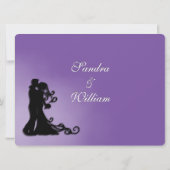 Bride en Groom Royal Paars Wedding Kaart (Achterkant)