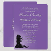 Bride en Groom Royal Paars Wedding Kaart (Voorkant / Achterkant)