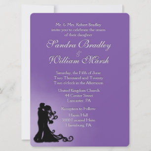 Bride en Groom Royal Paars Wedding Kaart