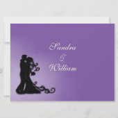 Bride en Groom Royal Paars Wedding Kaart (Achterkant)