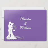 Bride en Groom Royal Paars Wedding Kaart (Achterkant)