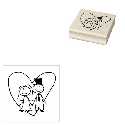 Bride en Groom Rubber Stamp Rubberstempel (Gestempeld)