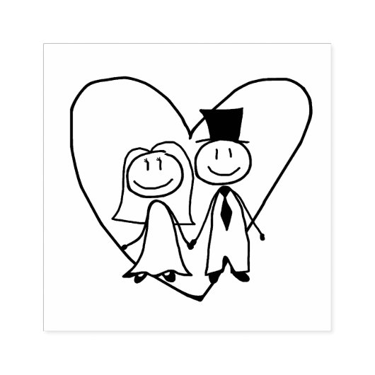 Bride en Groom Rubber Stamp Rubberstempel (Afrduk)