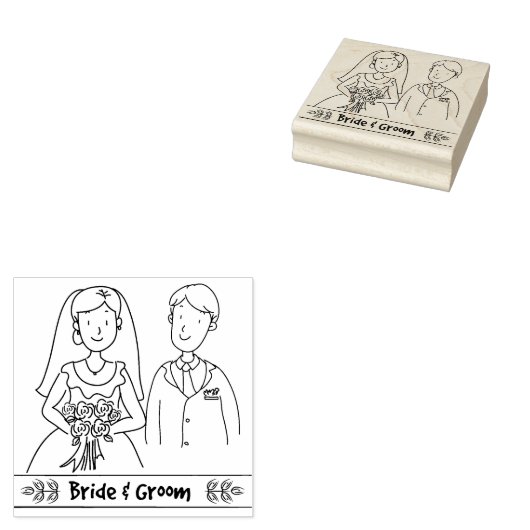 Bride en Groom Rubber Stamp Rubberstempel (Gestempeld)