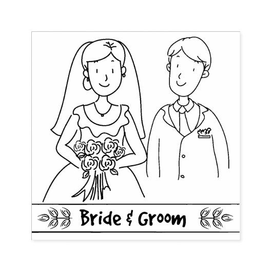 Bride en Groom Rubber Stamp Rubberstempel (Afrduk)