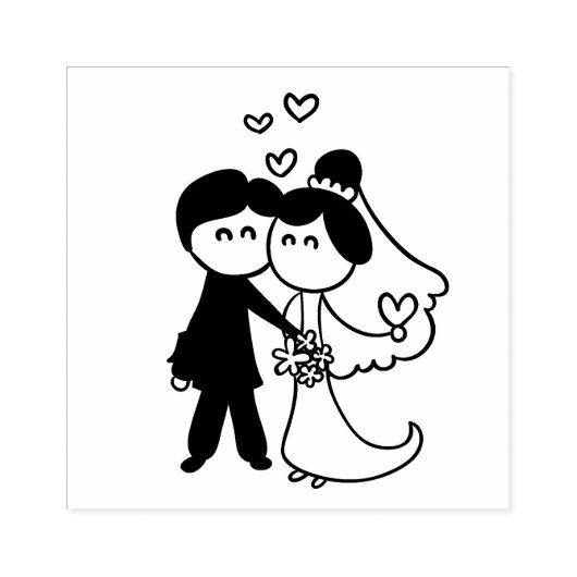 Bride en Groom Rubberstempel (Afrduk)