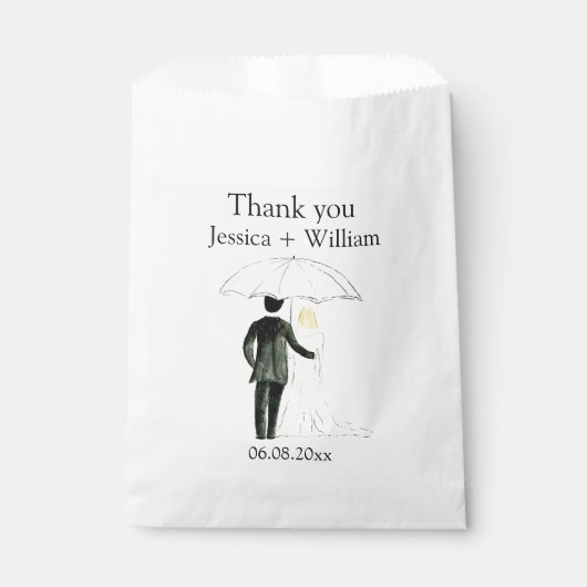 Bride en Groom Rustic Modern Elegant Wedding Bedankzakje (Voorkant)