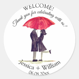 Bride en Groom Rustic Modern Wedding koppels Ronde Sticker