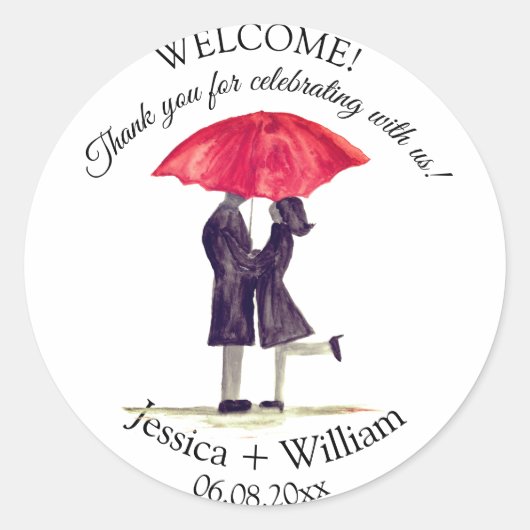 Bride en Groom Rustic Modern Wedding koppels Ronde Sticker (Voorkant)