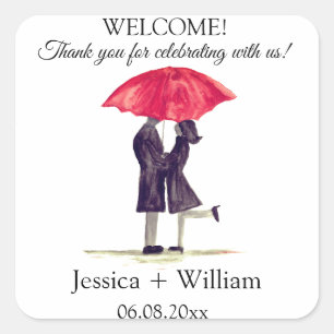 Bride en Groom Rustic Modern Wedding koppels Vierkante Sticker