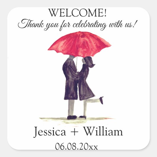 Bride en Groom Rustic Modern Wedding koppels Vierkante Sticker (Voorkant)
