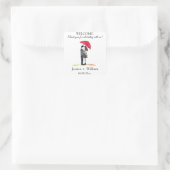 Bride en Groom Rustic Modern Wedding koppels Vierkante Sticker (Tas)