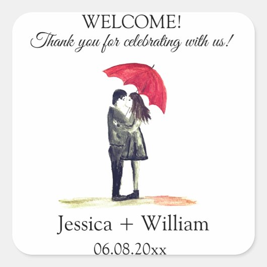 Bride en Groom Rustic Modern Wedding koppels Vierkante Sticker (Voorkant)