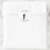 Bride en Groom Rustic Modern Wedding Vierkante Sticker (Tas)