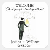 Bride en Groom Rustic Modern Wedding Vierkante Sticker (Voorkant)