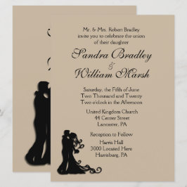 Bride en Groom Sandstone Wedding Invitation Kaart