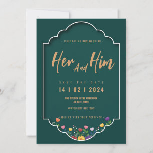 Bride en groom schattige indiaanse cartoon save the date