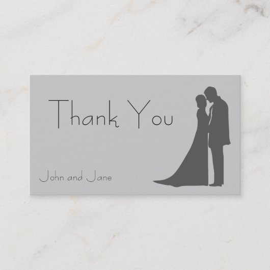 Bride en Groom silhouette Dank u Visitekaartje (Voorkant)