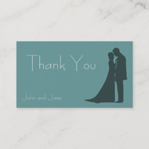 Bride en Groom silhouette Dank u Visitekaartje