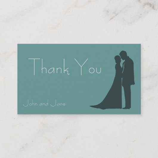 Bride en Groom silhouette Dank u Visitekaartje (Voorkant)