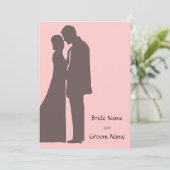 Bride en groom Silhouette Invitation Kaart (Staand voorkant)