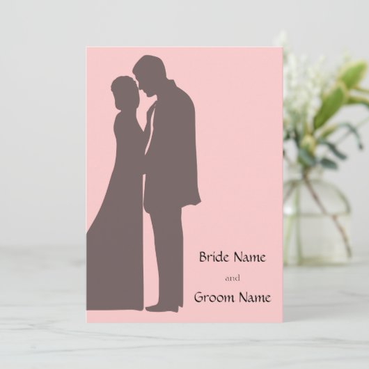 Bride en groom Silhouette Invitation Kaart (Staand voorkant)