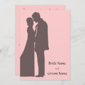 Bride en groom Silhouette Invitation Kaart (Voorkant / Achterkant)