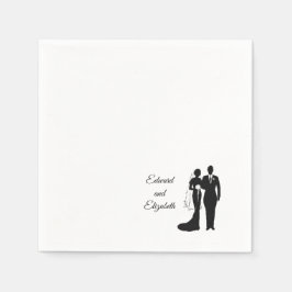  Bride en Groom Silhouette Servet
