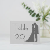 Bride en groom silhouette Table Number Briefkaart (Staand voorkant)