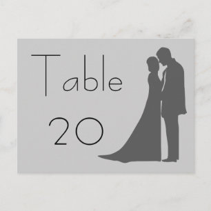 Bride en groom silhouette Table Number Briefkaart