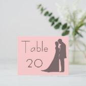 Bride en groom silhouette Table Number Briefkaart (Staand voorkant)