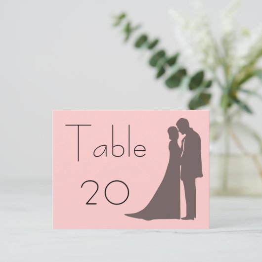 Bride en groom silhouette Table Number Briefkaart (Staand voorkant)