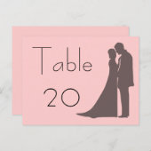 Bride en groom silhouette Table Number Briefkaart (Voorkant / Achterkant)
