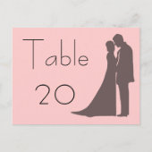 Bride en groom silhouette Table Number Briefkaart (Voorkant)