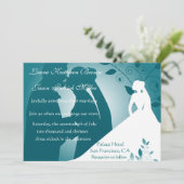 Bride en Groom Silhouette Wedding Invitation Kaart (Staand voorkant)